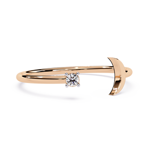 แหวนเพชรทรงกลมเรียบหรูมินิมอลสำหรับผู้หญิง ทองคำแท้ 14k เหมาะสำหรับเป็นของขวัญ งานหมั้น วันครบรอบแต่งงาน - Product Image 2