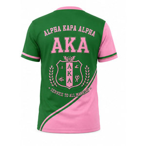 Camiseta Deportiva de Manga Corta Alpha AKA Rosa Verde con Cuello Redondo, Corte Regular y Patrón de Letras para Hombre - Product Image 6