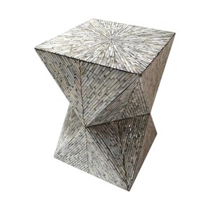 Handmade Mother of Pearl Table with Colorful Leaf Pattern Modern Living Room Furniture - Product Image 3