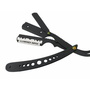 Premium <b>Black</b> Shavette Razor Stainless Steel Barber Straight Razor With Replaceable Double <b>Edge</b> Blade OEM - Product Image 2