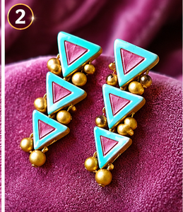 KOTTRAVAI - Pinza para el Cabello con Cuentas Triangulares Geométricas, Accesorio de Joyería de Resina Colorida de Tamil Nadu para Mujer, para Usar en Fiestas - Product Image 3