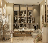 Agencement de magasin de bijoux et montres de luxe : personnalisation complète de la pièce, vitrine en verre, présentoir à bijoux, décoration de magasin