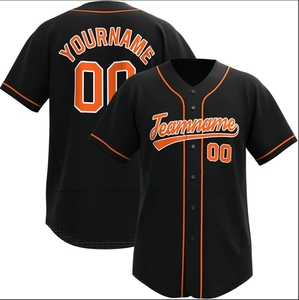 Camiseta de Béisbol Personalizada Negra con Cuello en V, Manga Corta, 100% Poliéster, Transpirable, Antibacteriana, con Nombre del Equipo Impreso en la Parte Delantera, Unisex para Adultos - Product Image 2