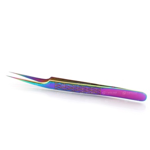 Wholesale Diamond Grip Individual Faux <b>Mink</b> Lash <b>Extension</b> Tweezers Custom Pointed Stainless Steel Multi-Color Coated <b>Eyelash</b> - Product Image 3