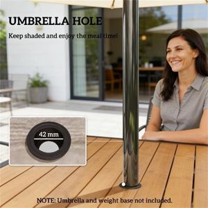 Tavolo da Pranzo Quadrato Grigio per Esterni, Tavolo da Giardino e Terrazza, Solo Arredamento da Patio - Product Image 4