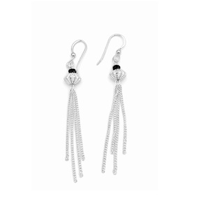 <b>Black</b> Onyx Tassel <b>Dangle</b> <b>Earrings</b> for Women Elegant Statement Jewelry with Stylish Hanging Design for Party Wedding and Evening - Product Image 1