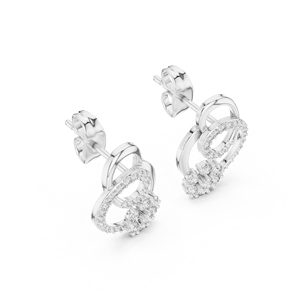 Ensemble de boucles d'oreilles STARLACE CIRCLE en diamants de laboratoire cultivés, en or blanc 18 carats, pour femme, pour fiançailles, fête, Saint-Valentin, ou usage quotidien - Product Image 3