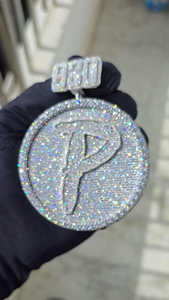 925 <b>Silver</b> Custom <b>Initial</b> Letter Medallion Pendant Iced Out Moissanite Diamond Hip Hop <b>Necklace</b> Charm Luxury Jewelry Gift - Product Image 6