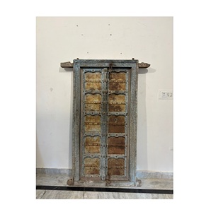 Paneles de Puerta de Madera Maciza Antigua con Marco Tallado a Mano, Puerta Principal de Lujo para Villas, Restaurantes, Hoteles y Hogares - Product Image 1