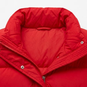 Red Quilted Puffer Jacket With Hood Full Sleeve Zipper Winter <b>Coat</b> <b>For</b> <b>Women</b> Solid Color Polyester Wadding Thick Regular Length - Product Image 3