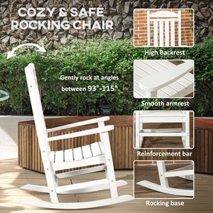 Lot de 2 chaises à bascule blanches d'extérieur avec accoudoirs, en PEHD résistant à la décoloration et imperméable, pour la détente intérieure et extérieure - Product Image 6