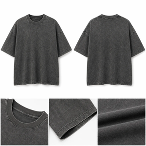 เสื้อยืดโอเวอร์ไซส์สไตล์วินเทจแบบยูนิเซ็กซ์ ผ้าคอตตอนหนานุ่ม สตรีทแวร์ รับผลิตแบบ OEM ODM แบรนด์ส่วนตัว - Product Image 6