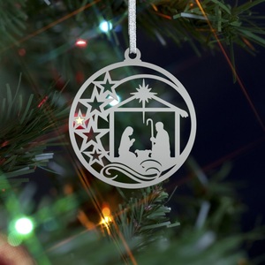 Stylish Unique Metal Matte Black Christmas Hanging Nativity Scene Christmas Nativity Scene Small Nativity Scene Outdoor Nativity - Product Image 2