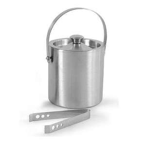 Stainless Steel Ice Bucket With <b>Lid</b> And Tongs Round Rust Resistant Minimalist Design Beverage Cooler ice Bucket - Product Image 1