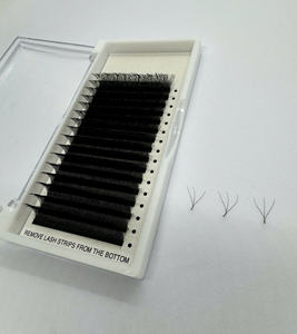 Extensions de cils en gros en cheveux synthétiques, plateaux en forme de W, éventails de volume préfabriqués 3D 4D 5D, noir mat, longueurs mixtes, 0.07 - Product Image 1