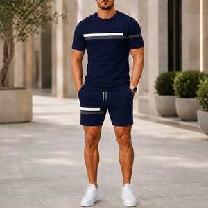 Ensemble de survêtement léger et respirant deux pièces pour homme J S Sports, imprimé dégradé personnalisé, idéal pour l'été et les activités décontractées - Product Image 3