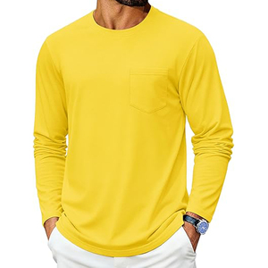 T-shirt à manches longues pour homme, 100% coton tricoté, col rond, couleur personnalisée, séchage rapide, respirant, coupe ample, style décontracté - Product Image 6