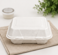 Boîte à lunch jetable écologique 9x6 pouces en bagasse, conteneur alimentaire 36oz avec couvercle pour la restauration et l'emballage à emporter en camping