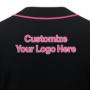 Camiseta de Béisbol Negra para Hombre con Ribete Rosa, Manga Corta, Poliéster que Absorbe la Humedad, Ropa Unisex para Adultos - Product Image 2