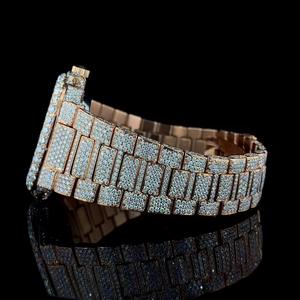 Montre élégante en acier inoxydable avec quartz et moissanite, cadran scintillant de luxe, bracelet confortable pour le travail, la maison et les événements formels - Product Image 4