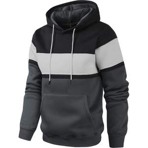 Sweat-shirt à capuche color block pour homme, coupe classique, en polyester et coton French Terry, décontracté, automne, gris, violet, marine, avec poches - Product Image 6