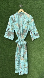 Bata Kimono de Algodón con Estampado de Selva, Manga Larga, Cuello en V, para Mujer, Tallas Grandes, Estilo Maxi Vestido, para Playa o Resort - Product Image 6