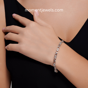 Platinum 925 Sterling Silver Zircon Inlay Heart Cut Diamond Chain Bracelet Twisted <b>Link</b> Anklet Jewelry for Women Daily Wear - Product Image 3