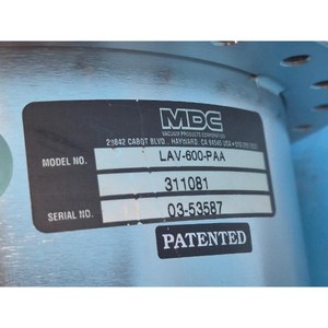 Équipement semi-conducteur d'occasion MDC Vacuum LAV-600-PAA, état actuel, pièces détachées - Product Image 4