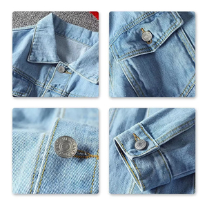 Vestes en jean de haute qualité très vendues, vestes bomber en jean de couleur unie personnalisées, veste en jean délavée tendance pour hommes - Product Image 4