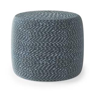 Bayley rotondo intrecciato Pouf in blu egeo/naturale elegante accento per l'arredamento della casa - Product Image 1