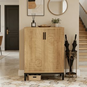Mobile Portascarpe Moderno in Legno Massello con Ripiani Regolabili, Arredamento per Soggiorno ad Alta Resistenza per Uso Domestico - Product Image 1