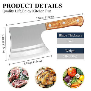 Couteaux de cuisine durables en acier inoxydable, couteaux à hacher à poids équilibré, couteaux de cuisine robustes en acier inoxydable - Product Image 2