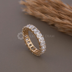 Bague en diamant taille radiant très demandée, alliance éternité en or rose, diamant de laboratoire, pour mariage et fiançailles, pour femme - Product Image 4