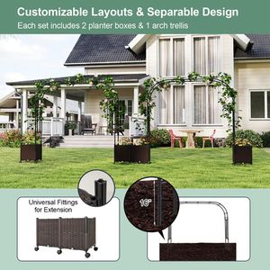 Arco da Giardino con Ruote Bloccabili e 2 Fioriere, 2 Metri, Elegante Recinzione e Cancello - Product Image 4