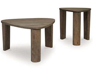 Juego de 2 mesas de centro plegables de madera maciza de mango con forma ovalada y acabado en nogal para sala de estar. - Product Image 4