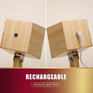 Wooden Rechargeable Led Desk Lamp Touch Control <b>Battery</b> <b>Powered</b> 2700K Warm White <b>Light</b> Minimalist Design Square Shade - Product Image 6