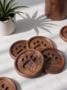 Handmade Paw Pattern Engraved Wooden Round Tea <b>Coasters</b> With Paw Print Design Non Slip <b>Heat</b> Resistant By UO INDIA - Product Image 3