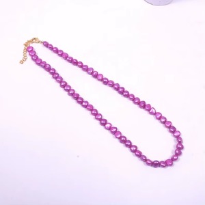 Pink Freshwater Pearl Potato Choker Necklace 8MM Natural Freshwater Pearl Necklace Genuine Pearl Jewelry For Women Wholesale - Product Image 3