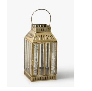 Venta al por Mayor de Faroles de Vela Portátiles Ecológicos de Metal y Vidrio con Acabado Dorado para Bodas y Eventos al Aire Libre - Product Image 1