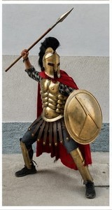 Ensemble de costume d'armure de guerrier spartiate médiéval, casque d'hoplite grec, plastron, lance, pour cosplay, reconstitution historique et fête d'Halloween - Product Image 3