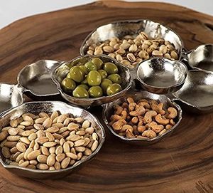 Metal snack bowl cluster set stainless steel cluster serving bowls multi bowl connected platter steel snack with attached bowls - Product Image 4