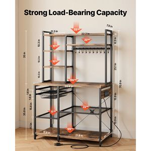 Estante de Cocina en Forma de X con 10 Ganchos en Forma de S y Soporte para Cable de Alimentación de 5 Pies con Barra de Soporte de PVC y Acero - Product Image 3