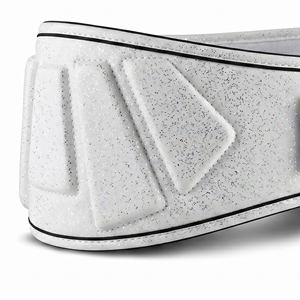 White Glitter Waist <b>Support</b> Neoprene Belt Heavy Strength Neoprene Glitter Belts Workout Trainer Push Up Glitter Neoprene Belts - Product Image 4
