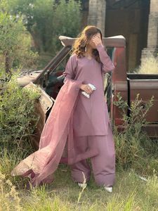 Farshi Shalwar Pakistani Traditional Wedding Dress Women Ethnic Cultural Fashion Salwar Kameez Crepe Silk Quick - Product Image 3