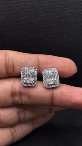 Luxury Moissanite Baguette Stud <b>Earrings</b> Iced Out 925 <b>Silver</b> Jewelry Sparkling Rectangle <b>Earrings</b> Gift For Women <b>Men</b> Elegant - Product Image 2