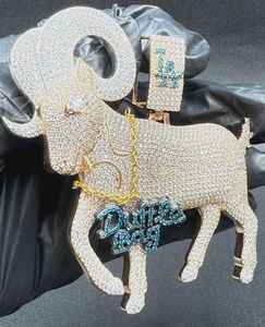 Colgante de Lujo para Hombre con Cara de Cabra 3D, Plata 925, Joyería HipHop, para Amantes de los Animales, Personalizado con Moissanita VVS, Certificado, Pasa la Prueba del Diamante - Product Image 4