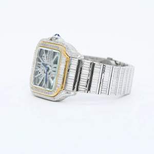 นาฬิกาเพชรคุณภาพสูง DEF Lab Grown Diamond ประดับเพชรเต็มตัวเรือนอัลลอย หน้าปัด 40 มม. สาย 20 มม. สไตล์ธุรกิจ - Product Image 1