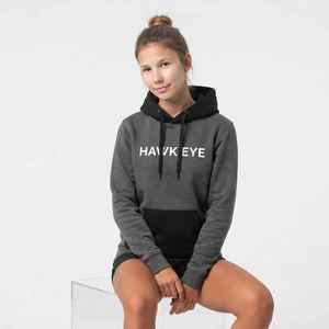 Sweat-shirt décontracté pour femme, gris, avec capuche noire et poche, impression personnalisée, coupe classique, mélange de coton, pour l'automne - Product Image 5