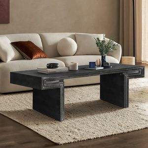 Tavolino da Caffè Americano Vintage in Legno Recuperato di Alta Qualità, Design Rettangolare a Due Livelli in Stile Industriale Rustico - Product Image 1