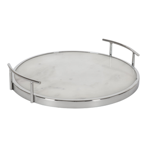 Plateau de service rond en marbre de haute qualité avec poignée en métal, plateau décoratif moderne pour servir les aliments, pour bureau, maison, à bas prix - Product Image 2